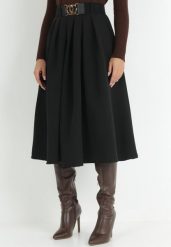 Czarna Spódnica Rozkloszowana z Paskiem Cizo. Czarne spódniczki damskie Born2be, m, bez wzorów, midi, rozkloszowane. Za 119.99 zł.