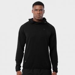 Bluza Fitness męska Black Square. Czarne bluzy sportowe męskie SIROKO, bez wzorów, z bawełny, bez kołnierzyka, bez ramiączek. W wyprzedaży za 109.95 zł.