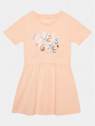 Guess Sukienka codzienna K4GK07 KAE23 Koralowy Regular Fit. Pomarańczowe sukienki dziewczęce Guess, z aplikacjami, z bawełny, bez ramiączek. Za 169.99 zł.