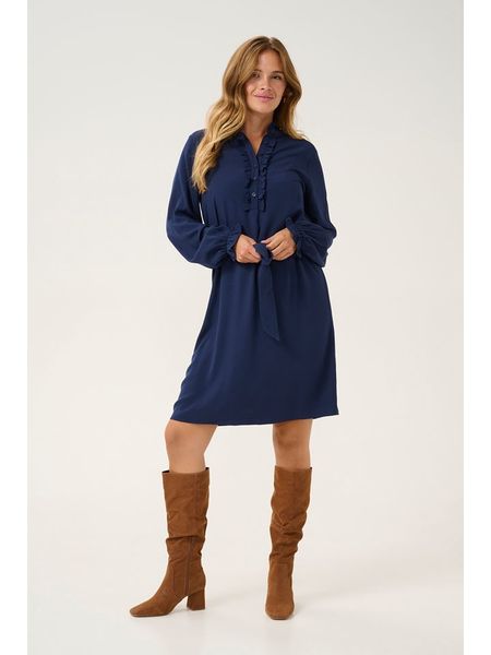 Cream Sukienka w kolorze granatowym rozmiar: 36. Niebieskie sukienki damskie Cream, na co dzień, z aplikacjami, z tkaniny, bez kołnierzyka, bez ramiączek, midi, proste. Za 150.72 zł.