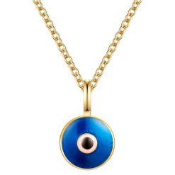 Glanzstücke München Naszyjnik Oko Nazara z Srebra Sterling w zlocie Naszyjniki 1 ct Damski. Białe naszyjniki damskie Glanzstücke München, pozłacane. Za 259.99 zł.