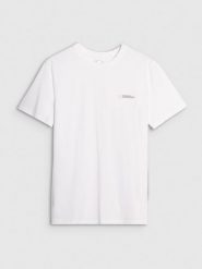 4F T-shirt regular gładki męski - biały S. Białe t-shirty męskie 4f, m, bez wzorów, z bawełny, bez kołnierzyka. Za 59.99 zł.