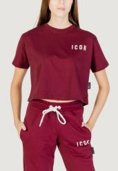 Koszulka crop top Kobieta ICON. Czerwone t-shirty damskie ICON, l, bez wzorów, z bawełny, bez kołnierzyka. Za 181.30 zł.