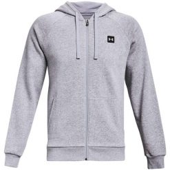 Bluza sportowa męska Under Armour Rival Fleece FZ Hoodie. Szare bluzy bez kaptura męskie Under Armour, bez wzorów, sportowe, bez kołnierzyka, bez ramiączek. Za 189.90 zł.