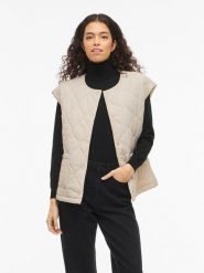 Vila Kamizelka pikowana "Silla" w kolorze kremowym rozmiar: 36. Brązowe kamizelki damskie Vila. Za 130.99 zł.