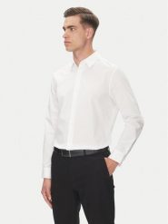Calvin Klein Koszula LV04LB148G Biały Slim Fit. Białe koszule męskie CALVIN KLEIN, l, bez wzorów, z bawełny, bez kołnierzyka, bez ramiączek. Za 309.99 zł.