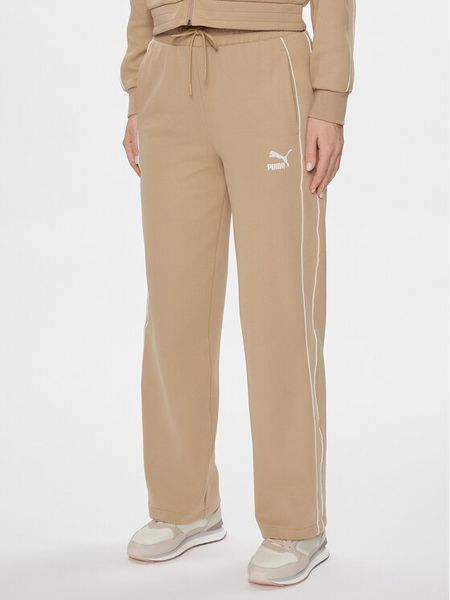 Puma Spodnie dresowe T7 624212 Beżowy Relaxed Fit. Brązowe spodnie dresowe damskie Puma, l, bez wzorów, z bawełny. Za 199.99 zł.