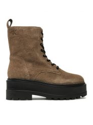 Calvin Klein Jeans Trapery Flatform Zip Laceup Mg S YW0YW01554 Brązowy. Brązowe trapery damskie Calvin Klein Jeans, z jeansu, bez obcasa. Za 449.99 zł.