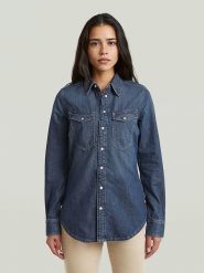 G-Star Koszula dżinsowa - Slim fit - w kolorze granatowym rozmiar: XL. Niebieskie koszule damskie G-Star, xl, bez wzorów, z bawełny, retro, bez kołnierzyka, bez ramiączek. Za 193.24 zł.
