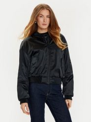 Guess Kurtka bomber Aurore W4BL48 WGKK2 Czarny Regular Fit. Czarne kurtki damskie Guess, xs, z aplikacjami, z syntetyku, bez kaptura. Za 599.99 zł.