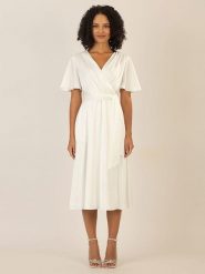 APART Sukienka w kolorze kremowym rozmiar: 36. Brązowe sukienki damskie Apart, bez wzorów, z tkaniny, bez kołnierzyka, bez ramiączek, midi. Za 187.99 zł.