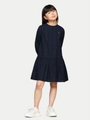 Tommy Hilfiger Sukienka elegancka KG0KG08216 M Granatowy Regular Fit. Niebieskie sukienki dziewczęce Tommy Hilfiger, bez wzorów, z bawełny, eleganckie, bez ramiączek. Za 349.99 zł.
