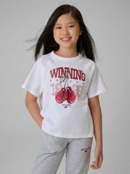 4F T-shirt loose z nadrukiem dziewczęcy - biały 122/128 (6-8 lat). Białe koszulki dziewczęce 4f, m, bez wzorów, z bawełny, bez ramiączek. Za 49.99 zł.