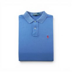 Second life - Polo Ralph Lauren koszulka męska z krótkim rękawem - Stan dobry. Niebieskie koszulki polo męskie Ralph Lauren, m, bez wzorów, z materiału, bez ramiączek. Za 106.46 zł.