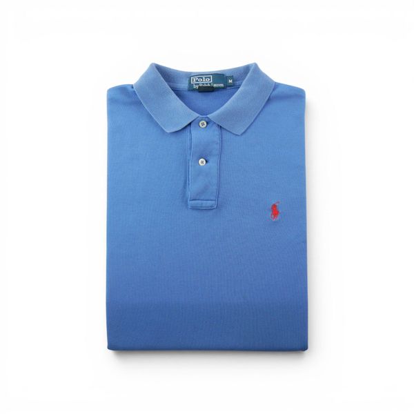 Second life - Polo Ralph Lauren koszulka męska z krótkim rękawem - Stan dobry. Niebieskie koszulki polo męskie Ralph Lauren, m, bez wzorów, z materiału, bez ramiączek. Za 106.46 zł.