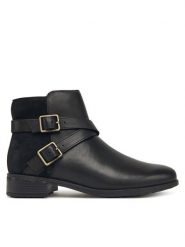 Clarks Botki Havisham Bay 26182941 Czarny. Czarne botki damskie Clarks, ze skóry, bez obcasa, na płaskiej podeszwie, bez zapięcia. Za 389.99 zł.
