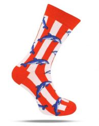 Skarpetki Bawełniane - Tematyczne - Delfiny. Czerwone skarpetki męskie His Story, bez wzorów, z bawełny. Za 29.99 zł.