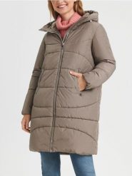 Płaszcz pikowany z kapturem - fioletowy. Fioletowe płaszcze damskie Sinsay, l, bez wzorów. Za 149.99 zł.