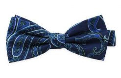 Granatowa Mucha bez Poszetki -CHATTIER- Męska, Wzór Paisley, Orientalny. Niebieskie krawaty i muchy męskie Chattier, bez wzorów, eleganckie. Za 59.00 zł.