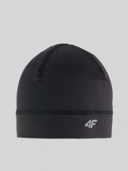 4F Czapka do biegania uniseks - czarna L/XL. Czarne czapki męskie 4f, na zimę, bez wzorów, klasyczne. Za 69.99 zł.