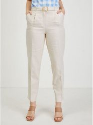 Orsay Spodnie w kolorze kremowym rozmiar: 34. Brązowe spodnie materiałowe damskie ORSAY, bez wzorów, z materiału, z podwyższonym stanem. Za 78.99 zł.