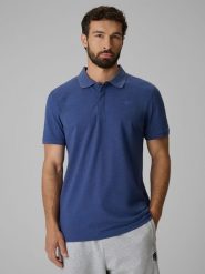 4F Koszulka polo regular męska - granatowa M. Niebieskie koszulki polo męskie 4f, m, bez wzorów, z bawełny, bez ramiączek. Za 129.99 zł.