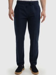 Spodnie męskie joggers z dodatkiem lnu granatowe Widen 403. Niebieskie spodnie materiałowe męskie Big Star, bez wzorów, z gumy, retro. W wyprzedaży za 159.99 zł.