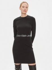 Calvin Klein Jeans Sukienka codzienna Logo Elastic J20J222518 Czarny Regular Fit. Czarne sukienki damskie Calvin Klein Jeans, na co dzień, xs, bez wzorów, z jeansu, bez kołnierzyka, bez ramiączek, proste. Za 249.99 zł.