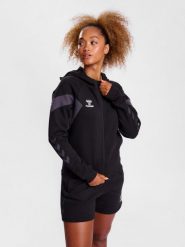 Damska bluza z kapturem na zamek błyskawiczny Hummel Travel. Czarne bluzy sportowe damskie HUMMEL, na wiosnę, s, bez wzorów, z bawełny, bez ramiączek, długie, z kapturem. Za 251.25 zł.