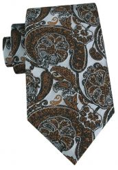 Męski Krawat - Chattier - Jasne Srebro i Stara Pomarańcza. Szare krawaty i muchy męskie Chattier, bez wzorów, z tkaniny, eleganckie. Za 55.00 zł.