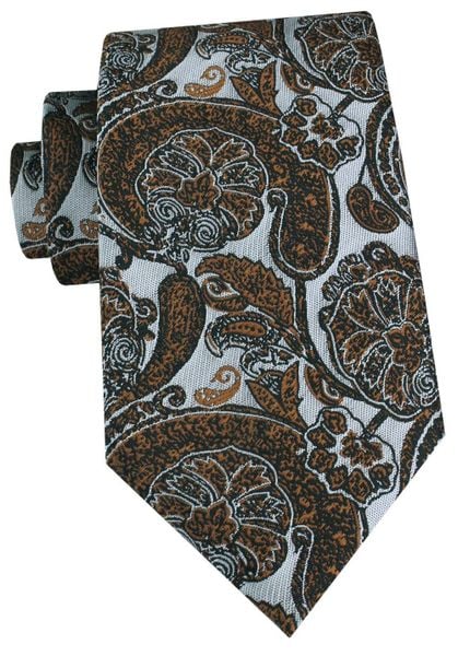 Męski Krawat - Chattier - Jasne Srebro i Stara Pomarańcza. Szare krawaty i muchy męskie Chattier, bez wzorów, z tkaniny, eleganckie. Za 55.00 zł.