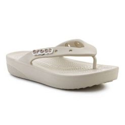 Japonki Crocs Classic Platform Flip 207714-2Y2 beżowy. Brązowe klapki damskie bez wzorów, bez obcasa. Za 303.63 zł.