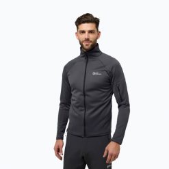 Bluza polarowa męska Jack Wolfskin Alpgrat. Czarne bluzy bez kaptura męskie Jack Wolfskin, m, z polaru. Za 419.99 zł.