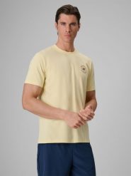 4F T-shirt regular z nadrukiem męski - żółty XL. Żółte t-shirty męskie 4f, m, bez wzorów, z bawełny, bez kołnierzyka. Za 59.99 zł.