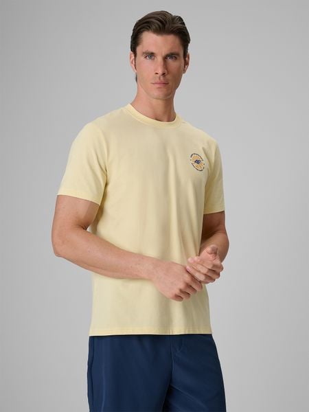 4F T-shirt regular z nadrukiem męski - żółty XL. Żółte t-shirty męskie 4f, m, bez wzorów, z bawełny, bez kołnierzyka. Za 59.99 zł.