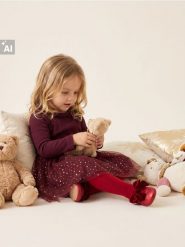 Sukienka z tiulową spódnicą w gwiazdki - bordowy. Czerwone sukienki dziewczęce Sinsay, bez wzorów, z tiulu, bez ramiączek. Za 25.99 zł.