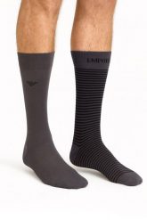 Skarpety podkolanówki Emporio Armani 2-Pack. Czarne skarpetki męskie EMPORIO ARMANI CONNECTED, bez wzorów, z bawełny. Za 79.00 zł.