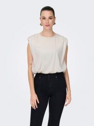 JDY Top w kolorze beżowym rozmiar: XL. Brązowe topy damskie JDY, xl, bez wzorów, z bawełny, bez kołnierzyka. Za 65.85 zł.