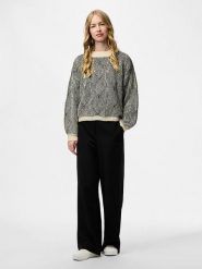 Pieces Sweter "Pcjenna" w kolorze czarno-beżowym rozmiar: XS. Brązowe swetry klasyczne damskie Pieces, xs, ze splotem, bez kołnierzyka. Za 101.23 zł.