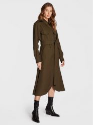 Victoria Victoria Beckham Sukienka koszulowa 1322WDR003876B Khaki Regular Fit. Brązowe sukienki damskie Victoria Victoria Beckham, bez wzorów, z wełny, bez kołnierzyka, bez ramiączek, koszulowe. Za 2,459.00 zł.