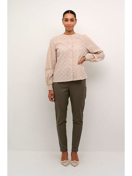 Kaffe Spodnie chino "Loraine" w kolorze brązowym rozmiar: 36. Brązowe spodnie materiałowe damskie Kaffe, bez wzorów, z podwyższonym stanem. Za 122.09 zł.