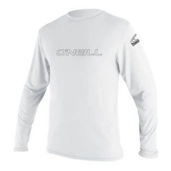 Koszulka do sportów wodnych ONEILL Basic Skins długi rękaw. Białe t-shirty damskie O'neill, l, bez wzorów, z materiału, bez kołnierzyka. Za 221.00 zł.