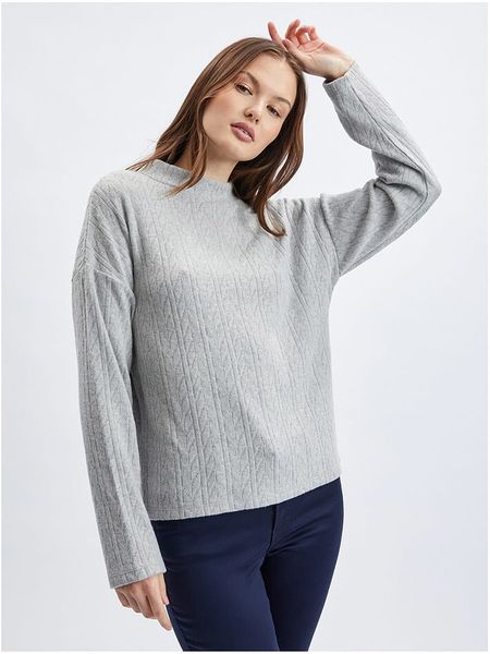 Orsay Sweter w kolorze jasnoszarym rozmiar: L. Szare golfy damskie ORSAY, l, ze splotem, bez kołnierzyka. Za 48.73 zł.