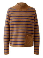 Oui Sweter w kolorze karmelowo-niebieskim rozmiar: 38. Brązowe golfy damskie Oui, bez wzorów, z wełny, bez ramiączek. Za 257.31 zł.