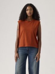 Levi's Top w kolorze jasnobrązowym rozmiar: XS. Brązowe topy damskie Levi's, s, bez wzorów, z bawełny, bez kołnierzyka. Za 48.85 zł.
