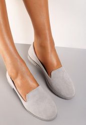 Szare Balerinki Typu Loafersy Daphikaia. Szare baleriny damskie Renee, bez wzorów, bez obcasa, na płaskiej podeszwie. Za 44.99 zł.