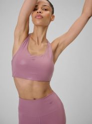 4F Biustonosz do jogi z niskim wsparciem damski - różowy L. Czerwone biustonosze sportowe damskie 4f, bez wzorów, z gumy. Za 129.99 zł.