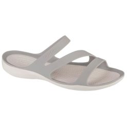 Klapki Crocs Swiftwater Sandals W 203998-1FT szare. Szare klapki damskie bez wzorów, bez obcasa. Za 283.43 zł.