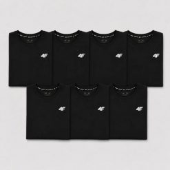 KOMPLET KOSZULEK MĘSKICH 4F ZESTAW 7PAK T-SHIRT L TTSHM3341 CZARNY. Czarne t-shirty męskie 4f, l, bez wzorów, z bawełny, bez kołnierzyka. Za 349.93 zł.