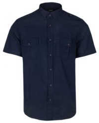 Koszula Bawełniana - ESPADA - Granatowa - Slim. Niebieskie koszule męskie Espada, l, bez wzorów, z bawełny, bez kołnierzyka, bez ramiączek. Za 145.00 zł.